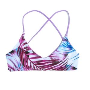 Reversible Cross Back Bikini Top - Palm Print